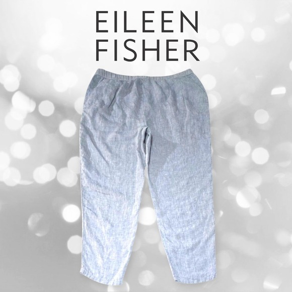 Eileen Fisher Pants - Eileen Fisher‎ Petite Organic Linen Crop Pants Pale Blue Chambray PL